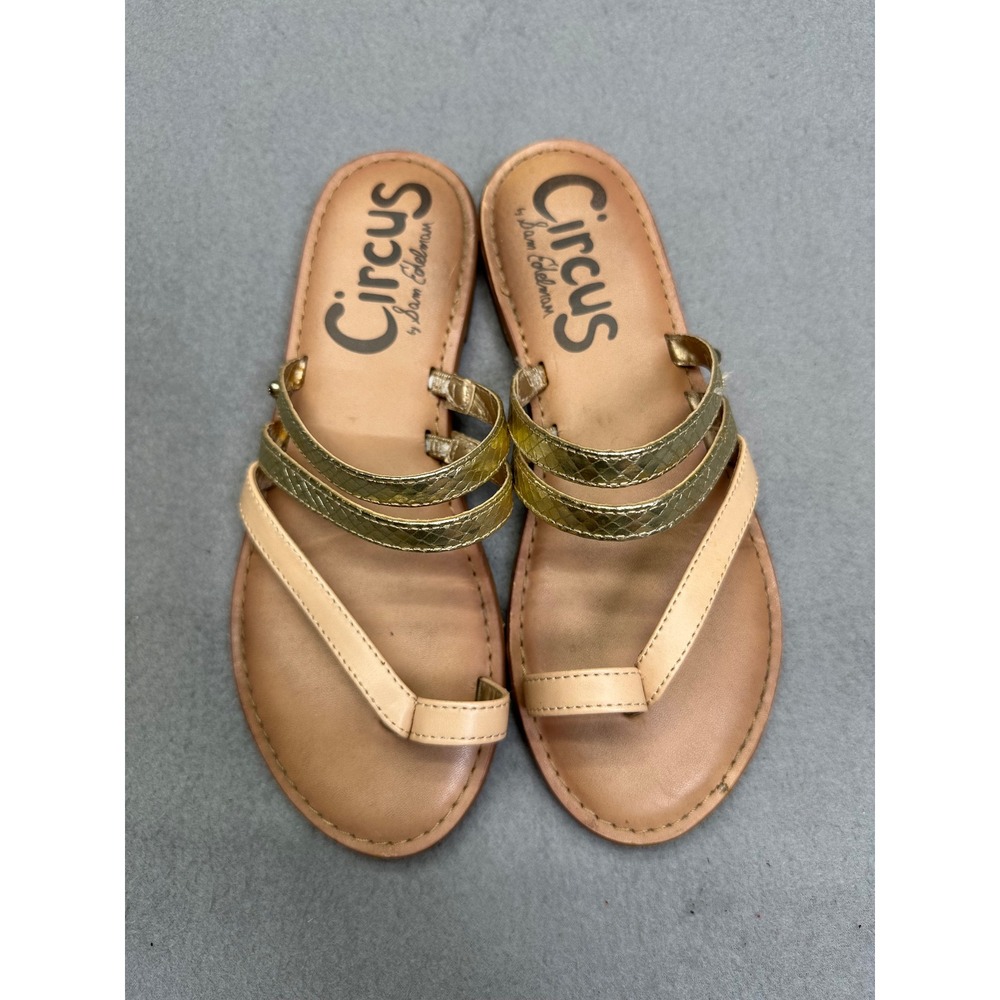 Circus by Sam Edelman Boho Multi Strap Toe Loop Flat Sandals Womens Size 6 Gold